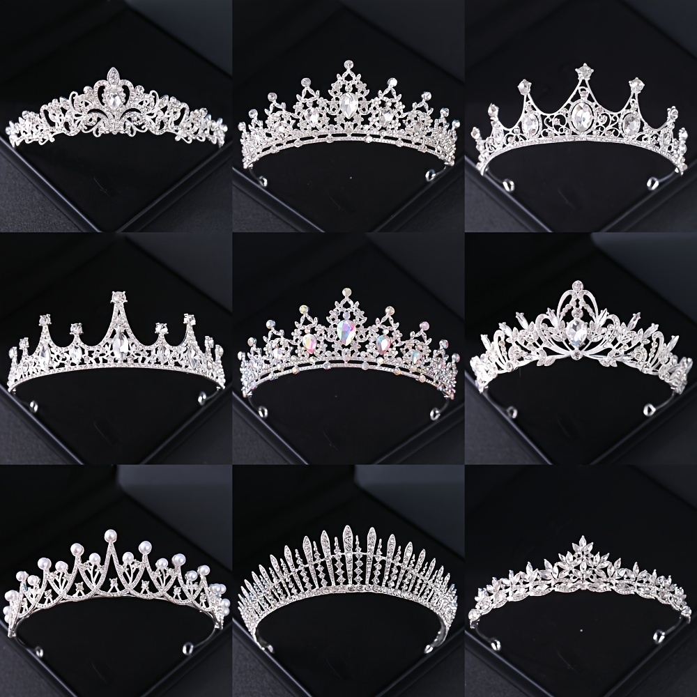 Wedding Supply Store - ファッションシルバーカラークリスタルラインストーンティアラとクラウン花嫁女性女王プリンセス王冠女の子結婚式のヘアアクセサリー