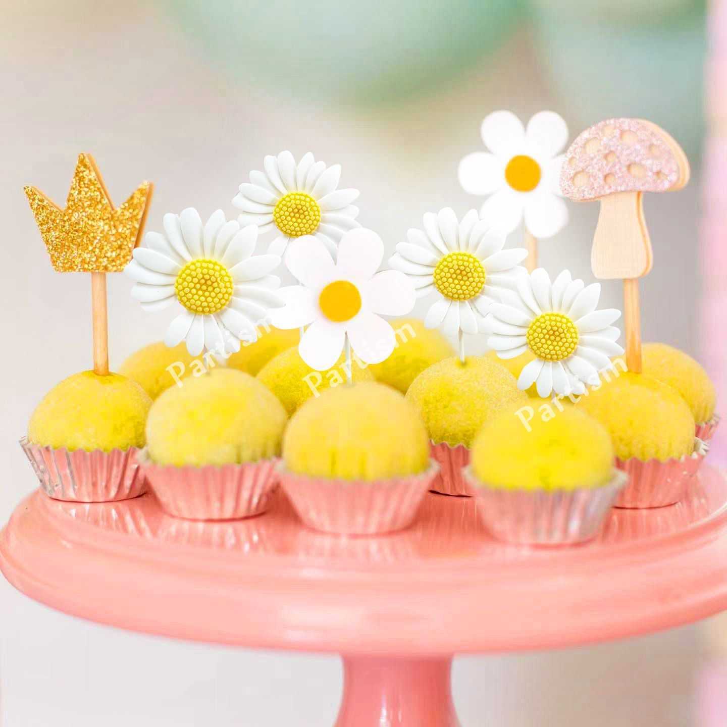 Confetti Balloon Set - レジンのデイジーケーキデコレーション,さまざまなサイズ,デイジー,花,誕生日パーティー,結婚式の装飾,1セット