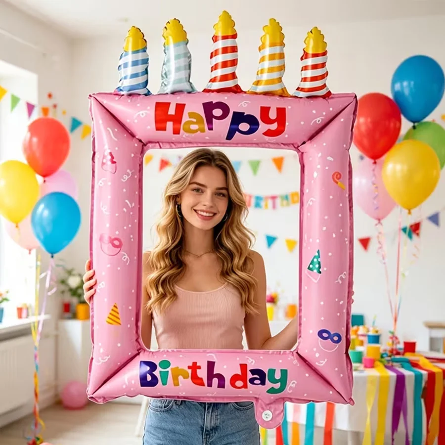 Confetti Balloon Set - 1/2個 ブルーピンク 誕生日フォトフレーム ホイルバルーン バックドロップ小道具 誕生日パーティーのお祝いデコレーション用品