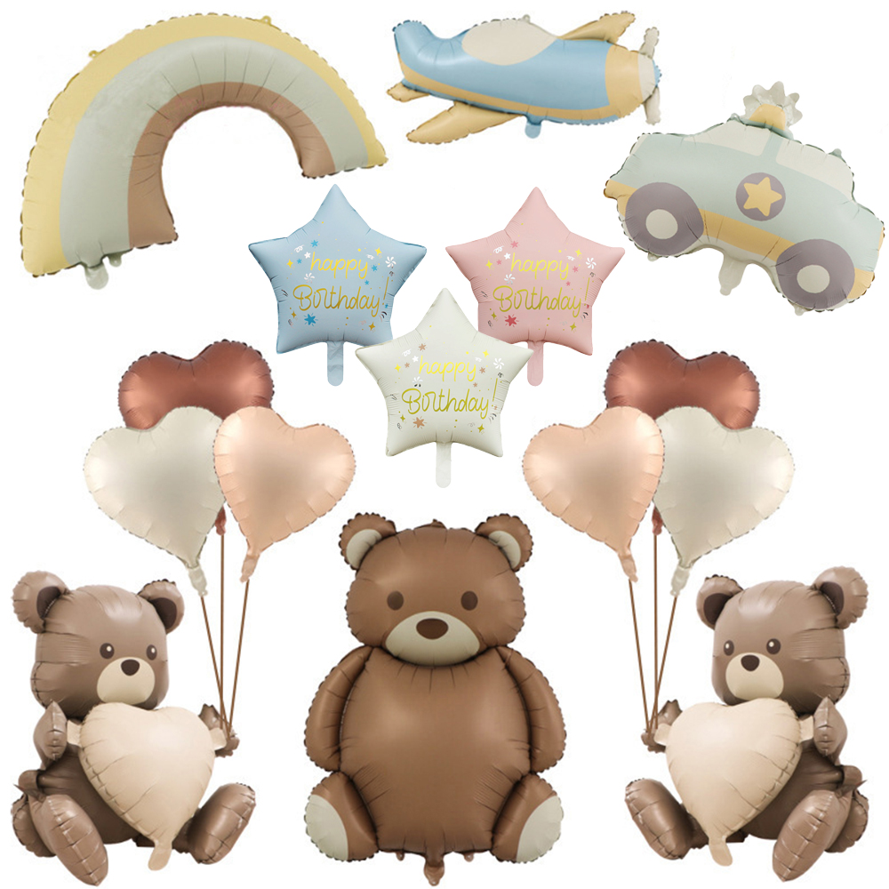 Confetti Balloon Set - マットヒグマのホイル風船、漫画の虹、飛行機、車、マイラー風船、子供の誕生日パーティー、ベビーシャワーの装飾用品、大きな
