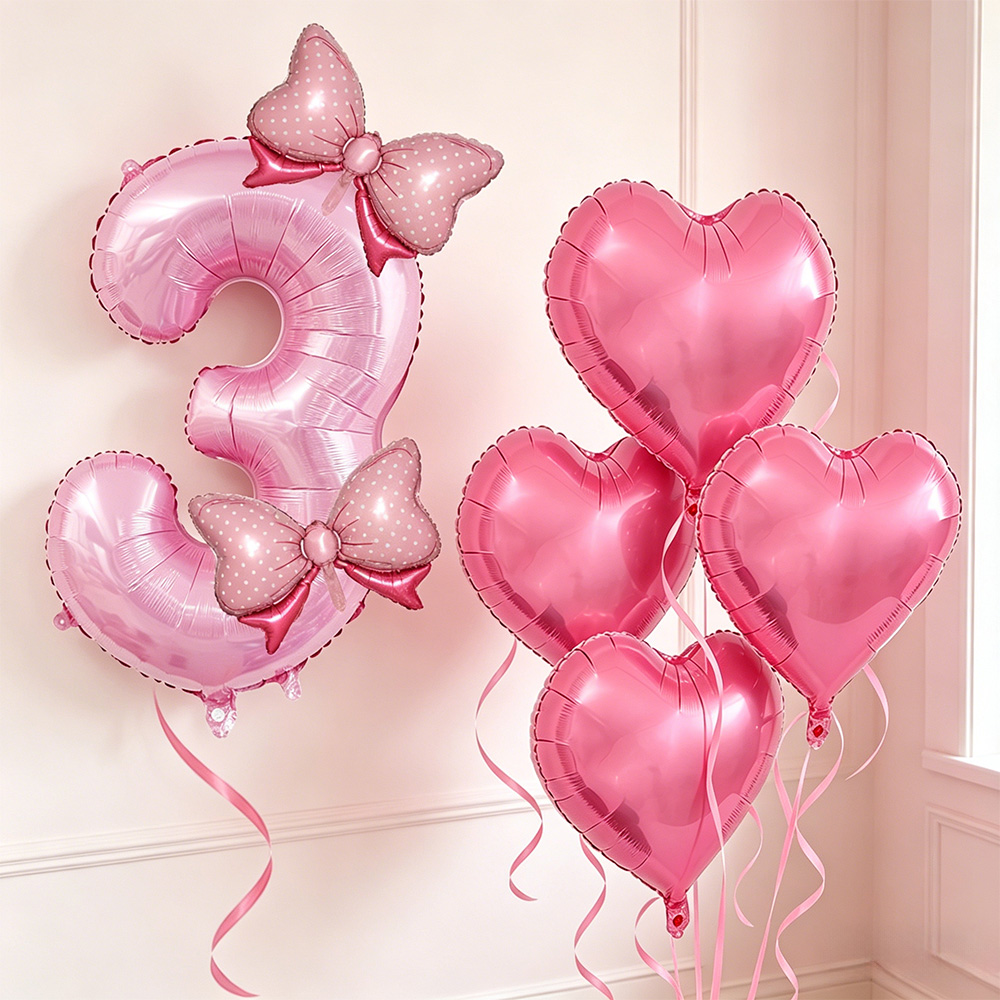 ピンクのリボンパーティーデコレーション ピンクのリボン誕生日 - Confetti Balloon Set のレビューと価格