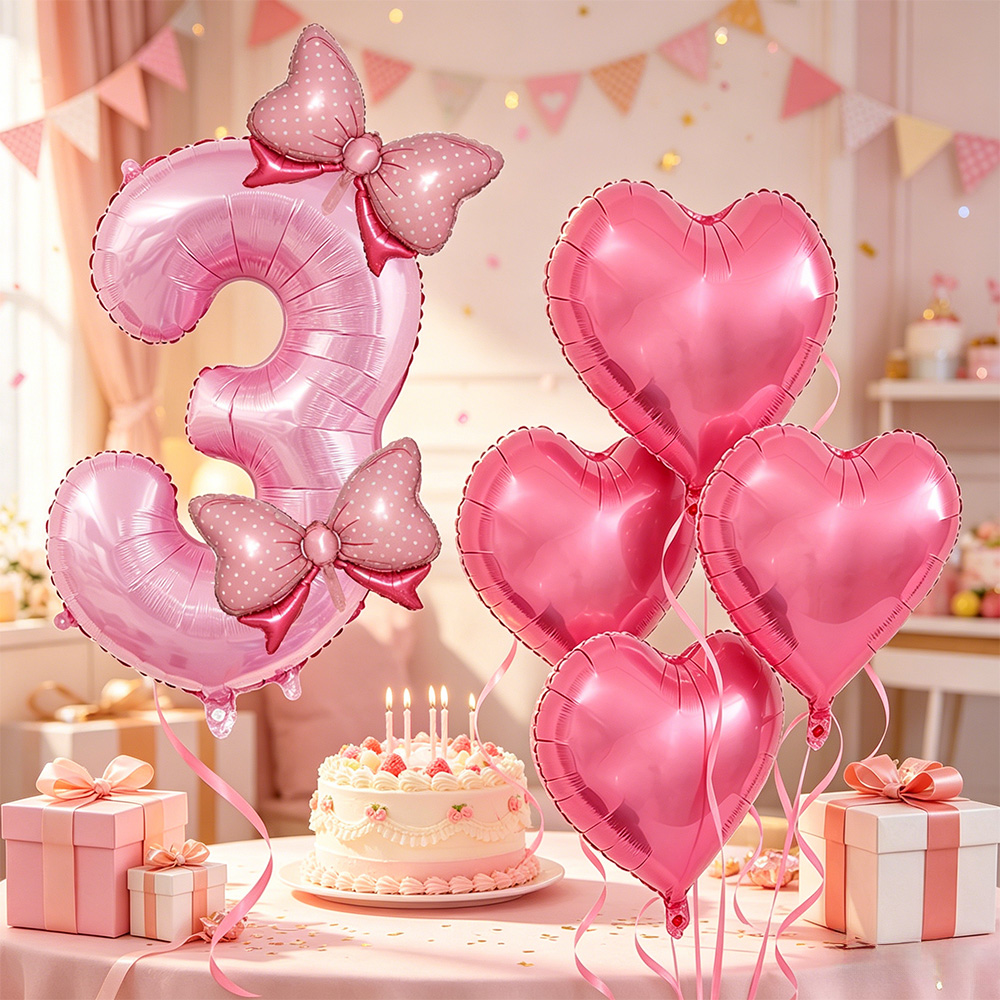 ピンクのリボンパーティーデコレーション ピンクのリボン誕生日 - Confetti Balloon Set のレビューと価格