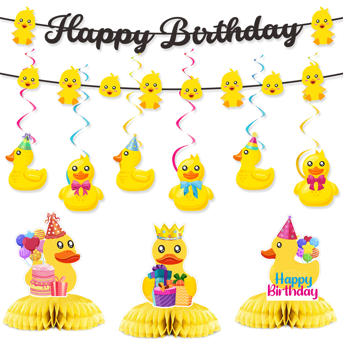 かわいいスイムダックテーマのハッピーバースデーバナー、ケーキ - Confetti Balloon Set のレビューと価格