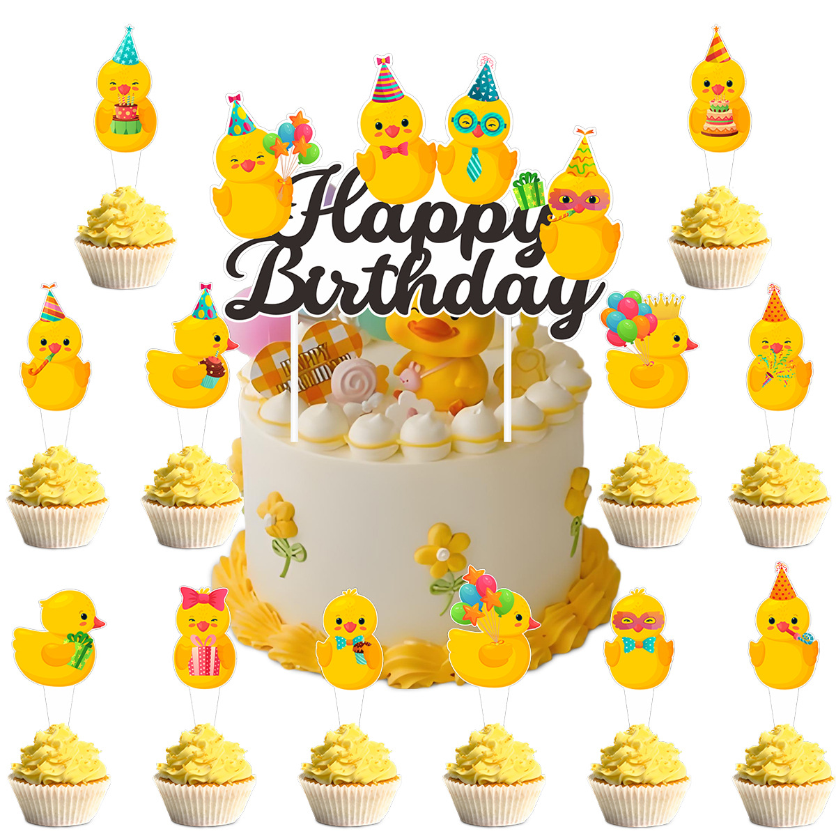 かわいいスイムダックテーマのハッピーバースデーバナー、ケーキ - Confetti Balloon Set のレビューと価格