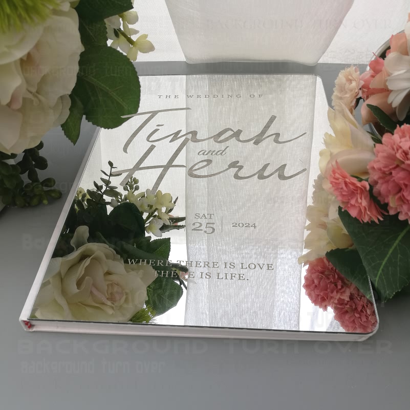 パーソナライズされた結婚式のゲストブック素朴な鏡面彫刻カリグ - Wedding Ceremony Supply のレビューと価格