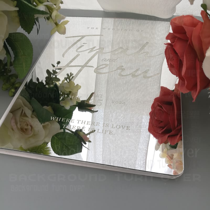 パーソナライズされた結婚式のゲストブック素朴な鏡面彫刻カリグ - Wedding Ceremony Supply のレビューと価格