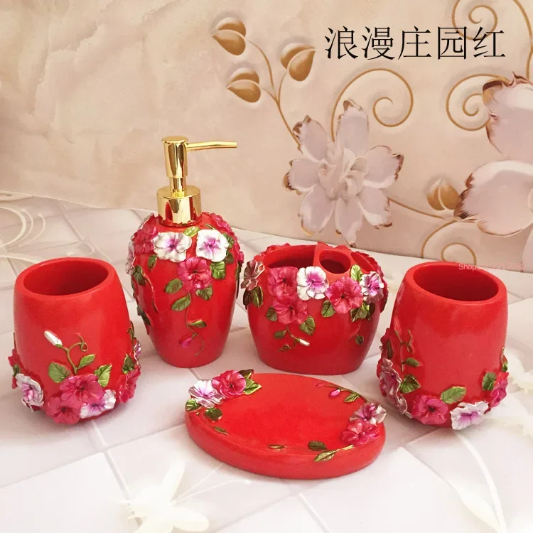 5個/セット 樹脂製バスルームアクセサリーキット 洗面用具セ - Wedding Bathroom Supply Kit のレビューと価格