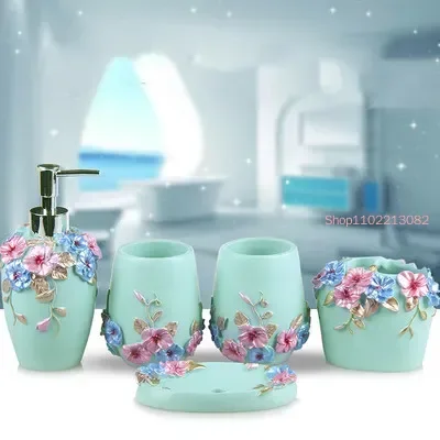バスルームアクセサリー 5 点セット ガラス口カップ樹脂歯ブ - Wedding Bathroom Supply Kit のレビューと価格