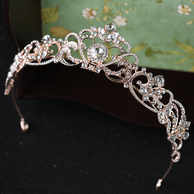 ブライダルティアラと王冠,ヘアアクセサリー,ピンクゴールドク - Wedding Supply Store のレビューと価格