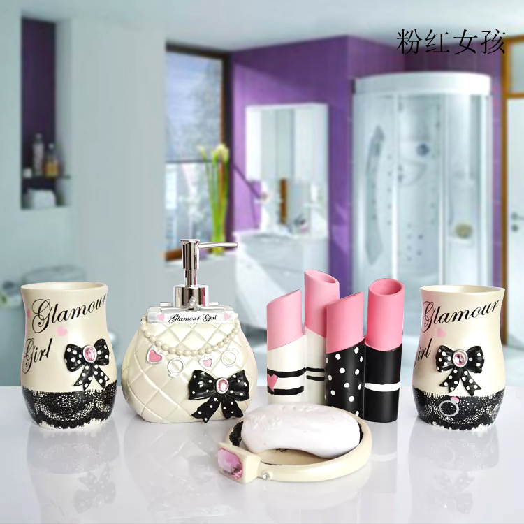 5 個のファッション浴室用品樹脂のバスルームセット 5 枚浴 - Wedding Bathroom Supply Kit のレビューと価格
