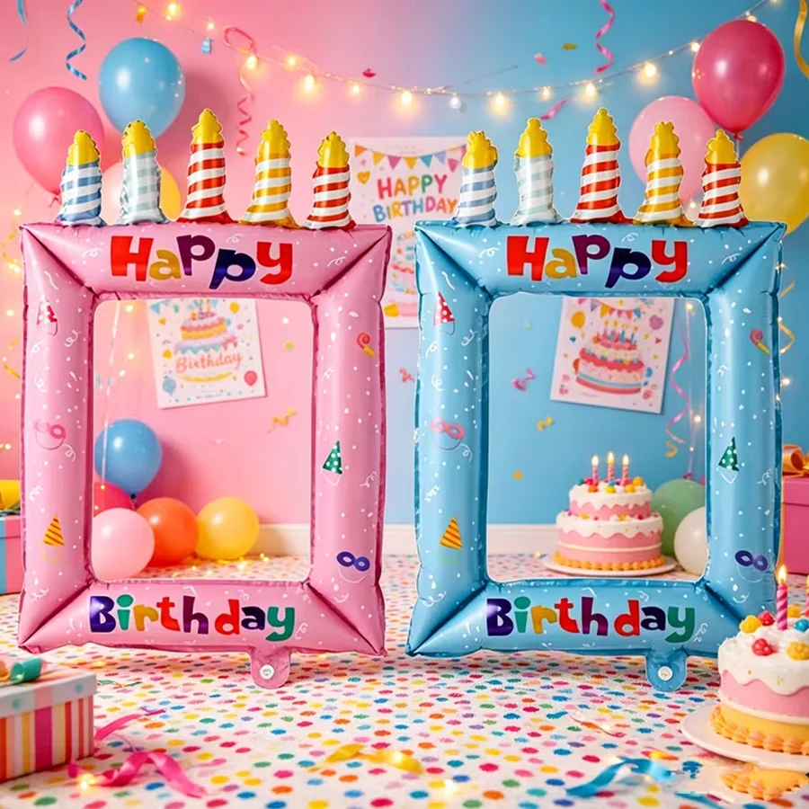 1/2個 ブルーピンク 誕生日フォトフレーム ホイルバルーン - Confetti Balloon Set のレビューと価格