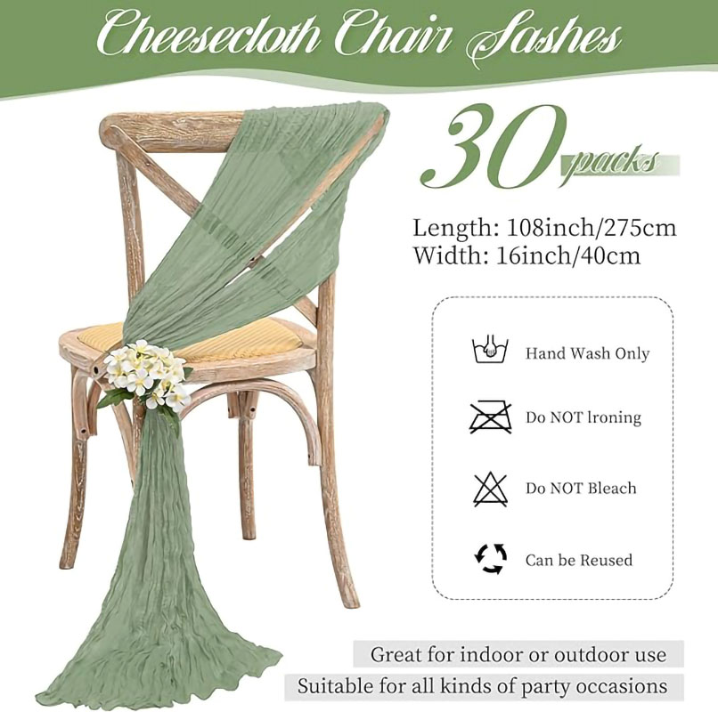 セージグリーンチーズクロスの椅子ベルト,素朴な装飾,デザイン - Wedding Ceremony Supply のレビューと価格